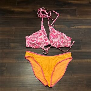 Wild Fable Pink and Orange Bikini Set Vibrant Swimwear